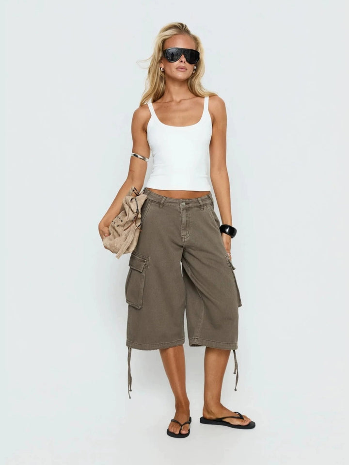 Pamela | Women's Camo Pleated Casual Denim Cargo Pockets Pants