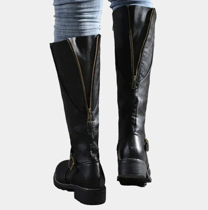 Aelfburg | Women Buckle Accent Knee High Boots