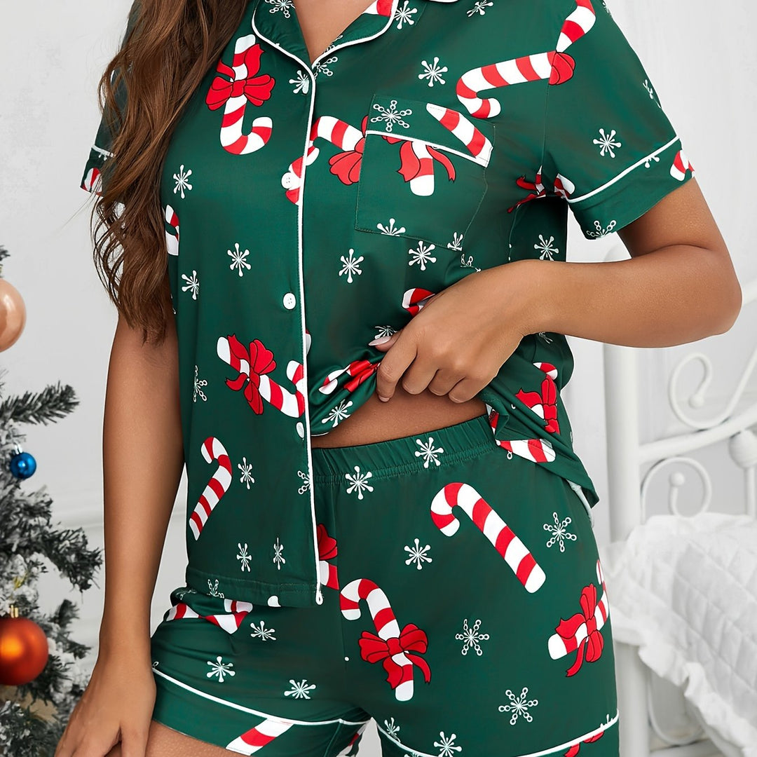 Maya | Women's Satin Button Front Sequin Pajama Set