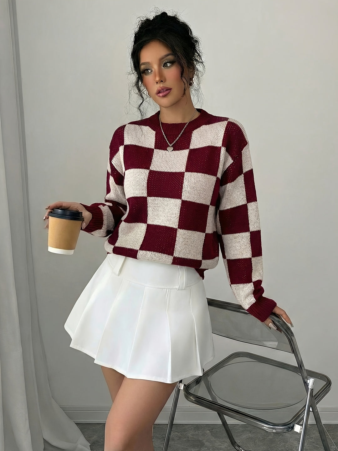 Barbara | Women's Color Block Crew Neck Casual Knit Sweater
