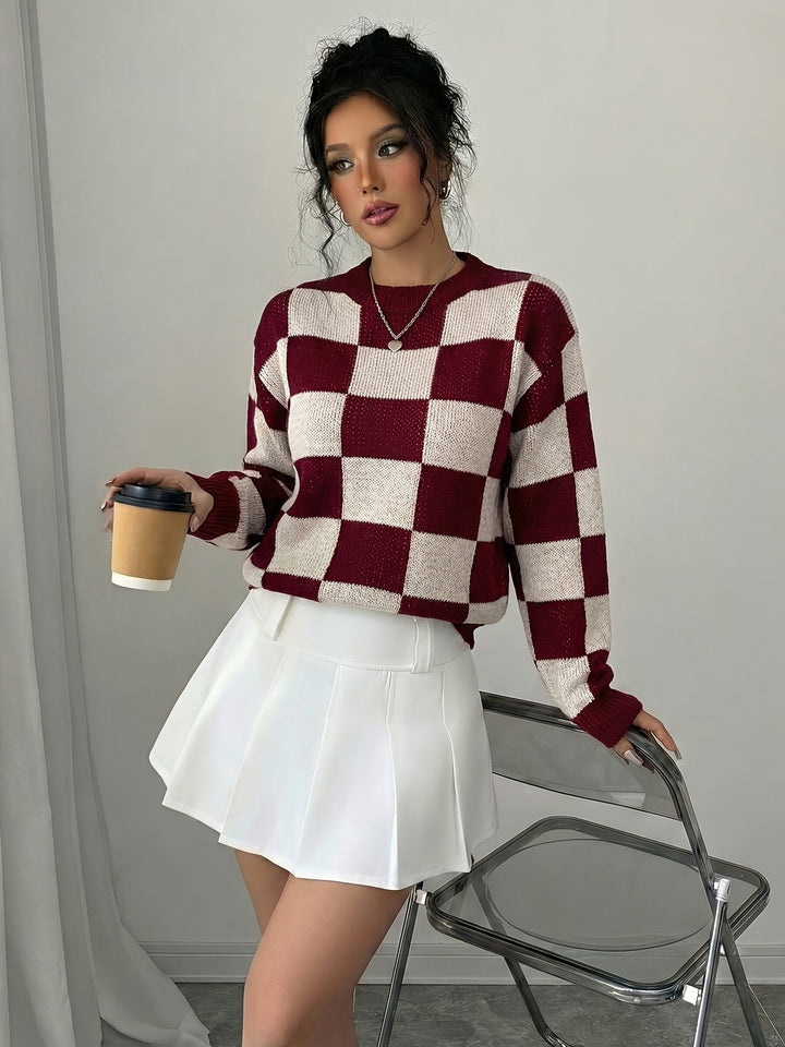 Barbara | Women's Color Block Crew Neck Casual Knit Sweater