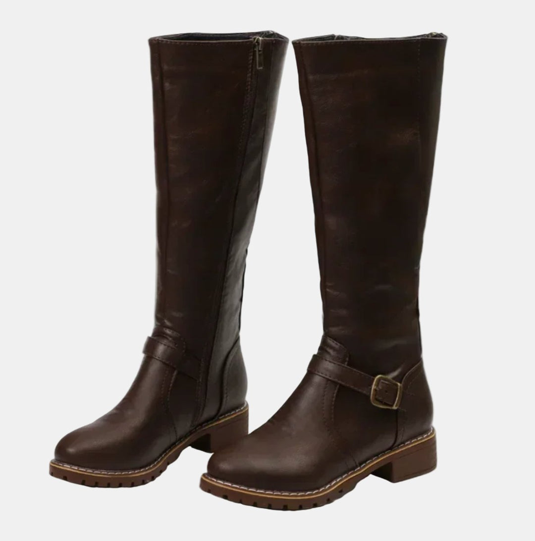 Aelfburg | Women Buckle Accent Knee High Boots