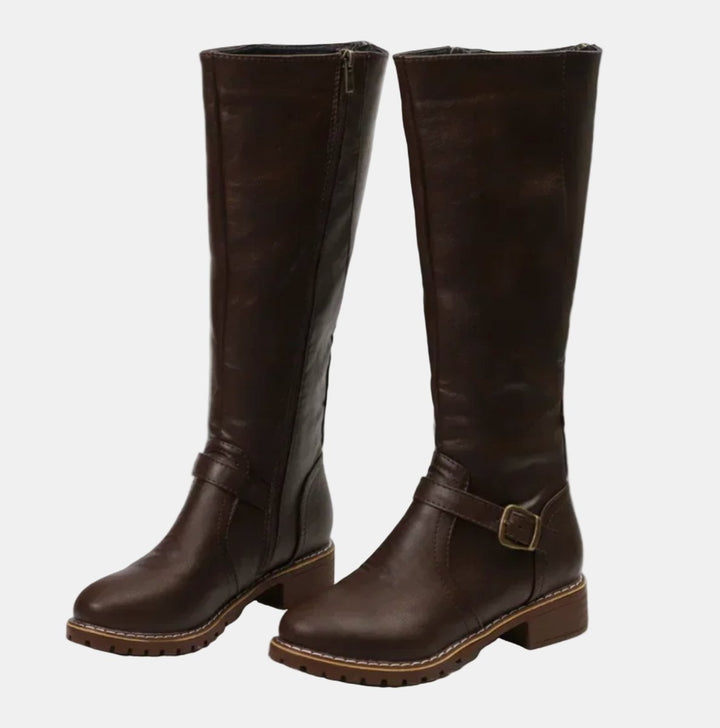 Aelfburg | Women Buckle Accent Knee High Boots