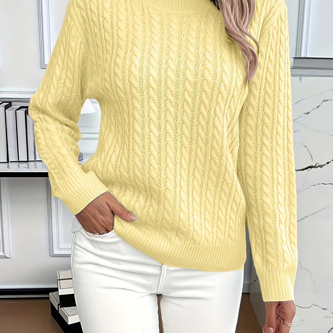 Aeron | Women Crew Cable Knit Pullover