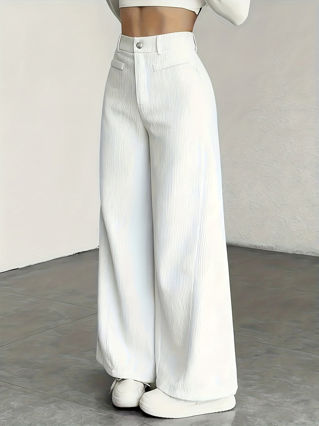 Endelyn | Women High Waist Corduroy Flowy Pants