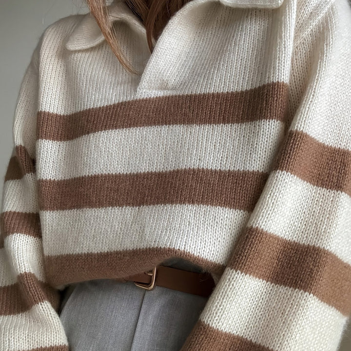 Edeline | Women Striped V Neck Sweater