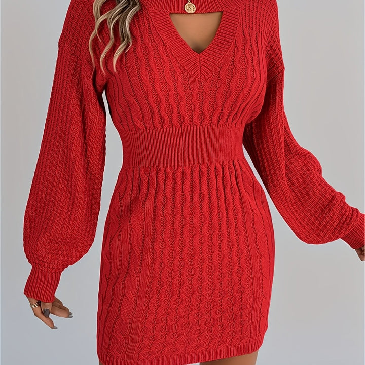 Catherine | Women's Knit Crew Neck Long Sleeve Evening Gown