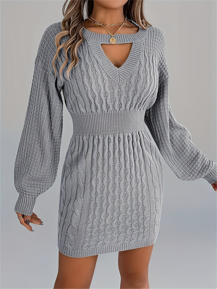 Catherine | Women's Knit Crew Neck Long Sleeve Evening Gown