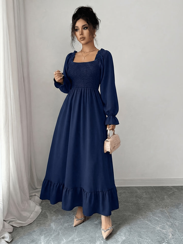 Serena | Women's Flare Square Neck Long Sleeve Evening Gown