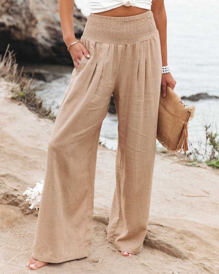 Sierra | Women's Smocked Casual Flowy Wide Leg Pants