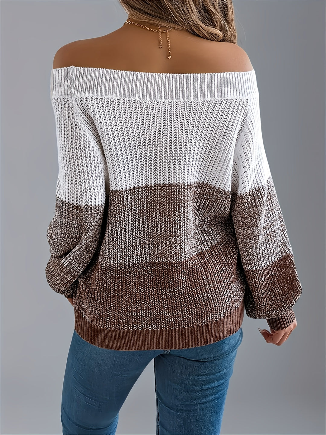 Cozy Camel Fall Sweater for Women with Off Shoulder Breton