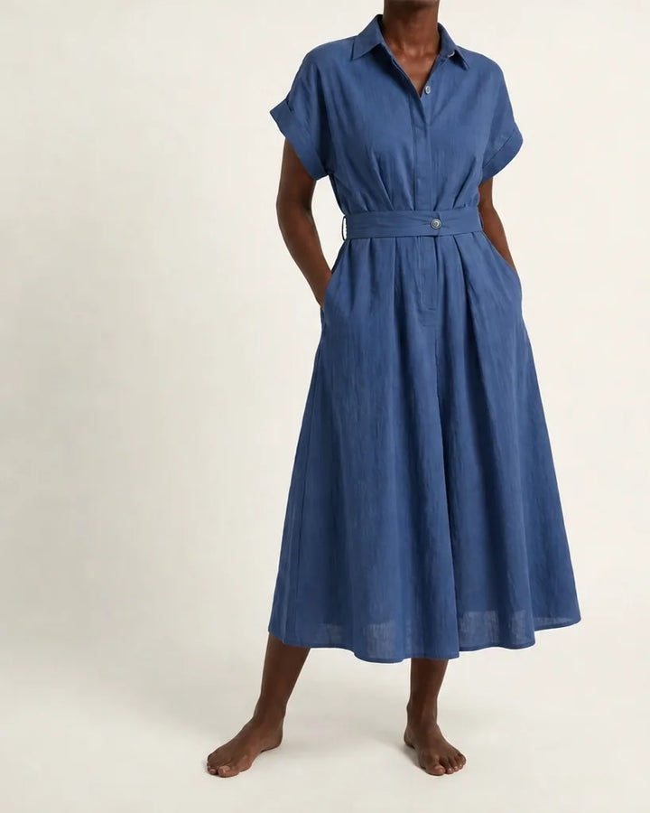 Dorinda | Women Button Front Belted Midi Dress