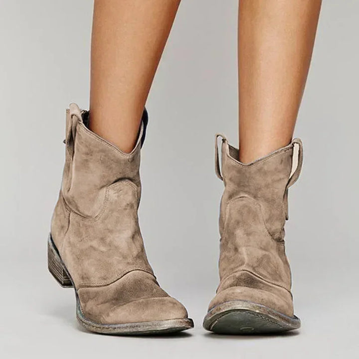 Opal | Women's Suede Cutout Casual Stacked Western Boots