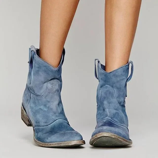 Opal | Women's Suede Cutout Casual Stacked Western Boots