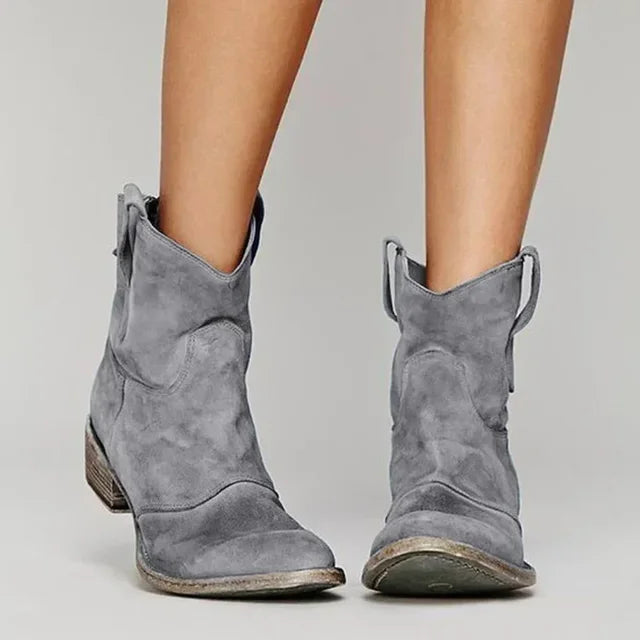 Opal | Women's Suede Cutout Casual Stacked Western Boots