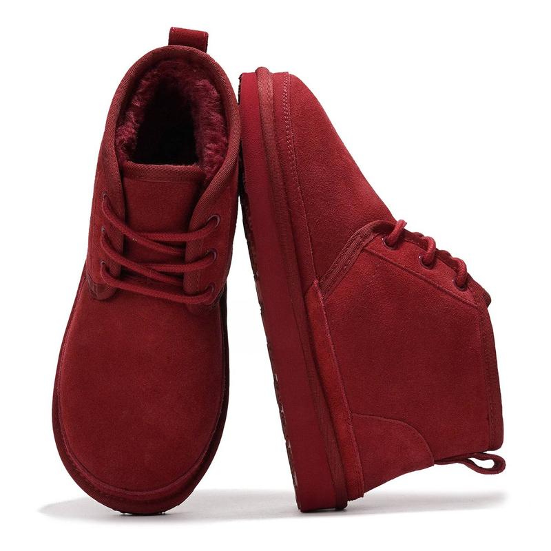 Suede Lined Lace Up Round Toe Chunky Sole Ankle Boots