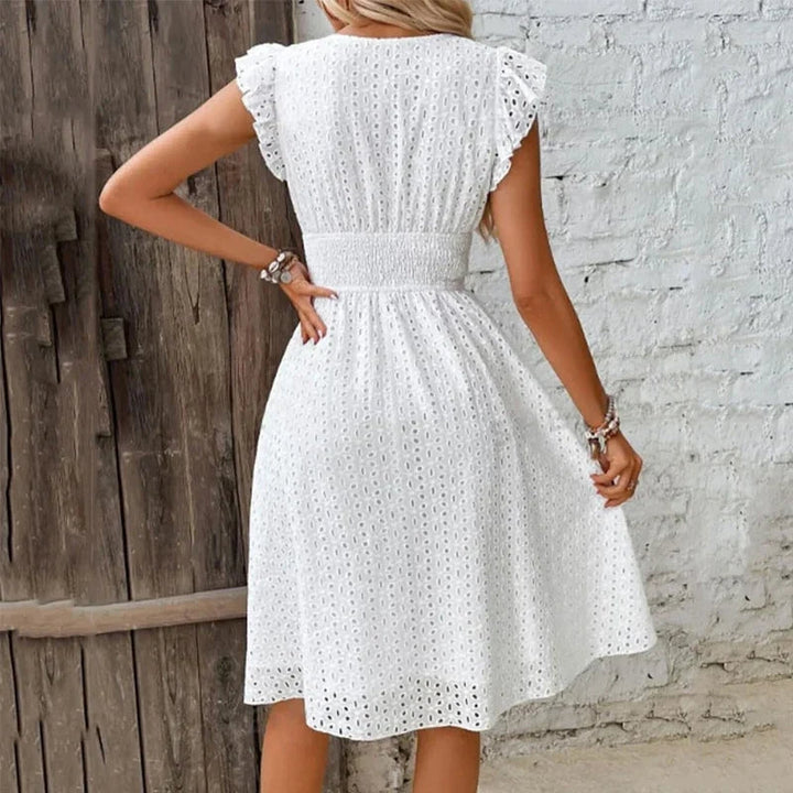 Anthea | Women Eyelet V Neck Wedding Guest Dress