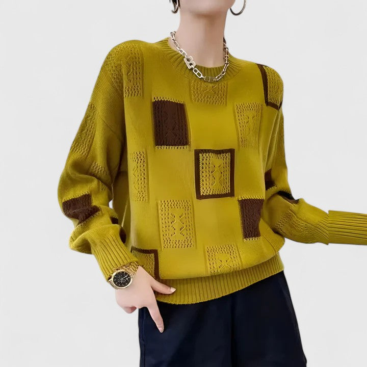 Aymbr | Women Geometric Block Sweater