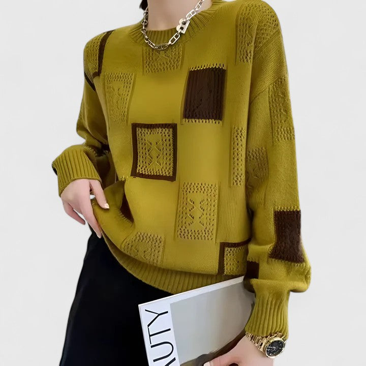 Aymbr | Women Geometric Block Sweater