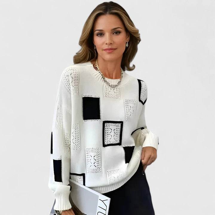 Aymbr | Women Geometric Block Sweater