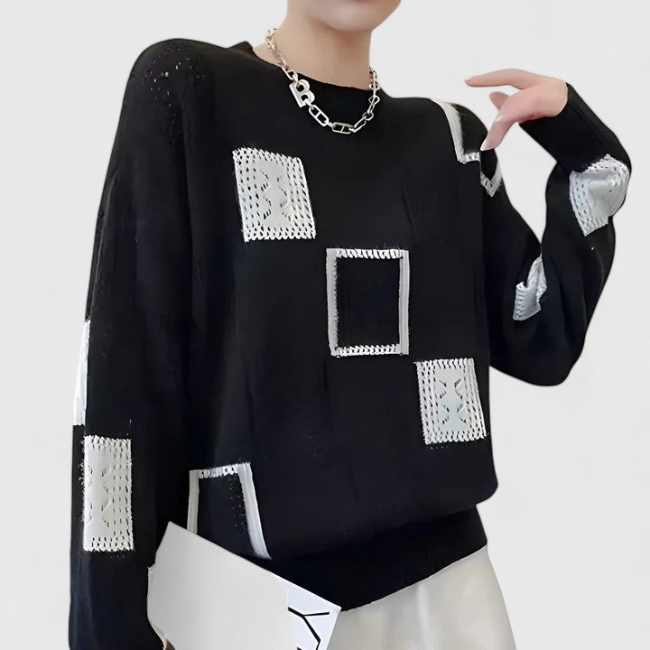 Aymbr | Women Geometric Block Sweater