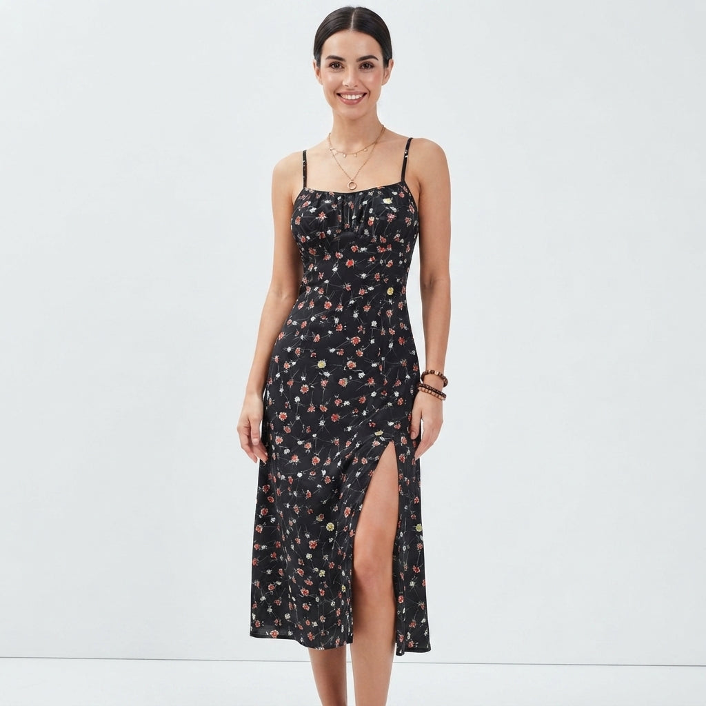 Nerys | Women Floral Side Slit Midi Dress