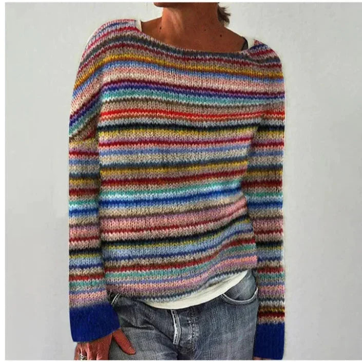 Raelyn | Women's Fair Isle Boat Neck Long Sleeve Knit Sweater