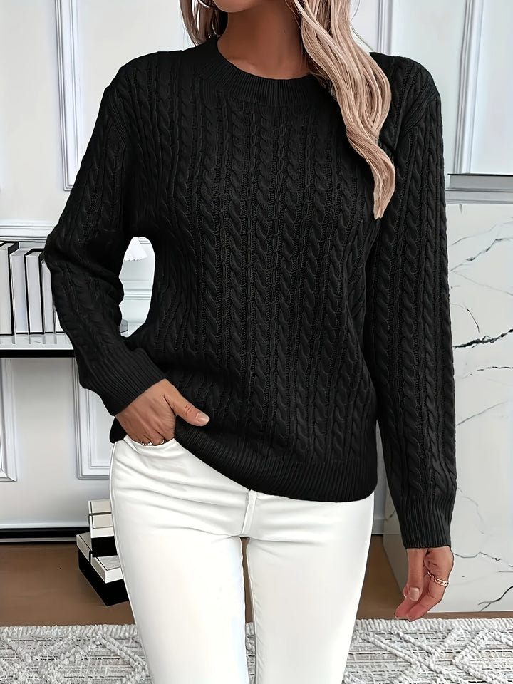 Aeron | Women Crew Cable Knit Pullover