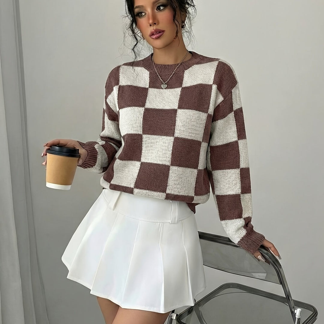 Barbara | Women's Color Block Crew Neck Casual Knit Sweater