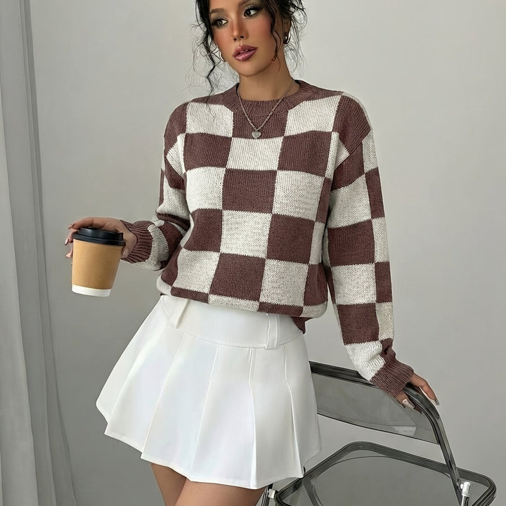 Barbara | Women's Color Block Crew Neck Casual Knit Sweater