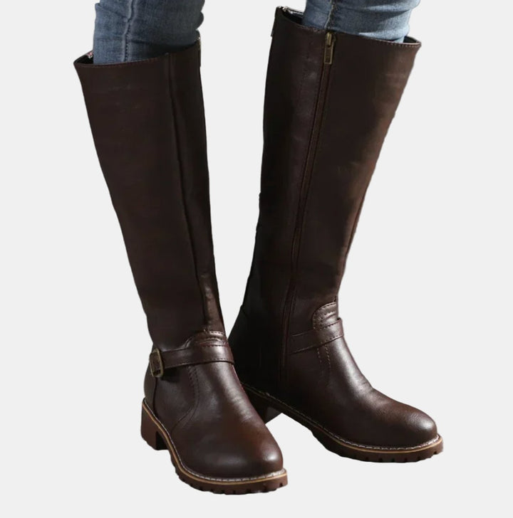 Aelfburg | Women Buckle Accent Knee High Boots