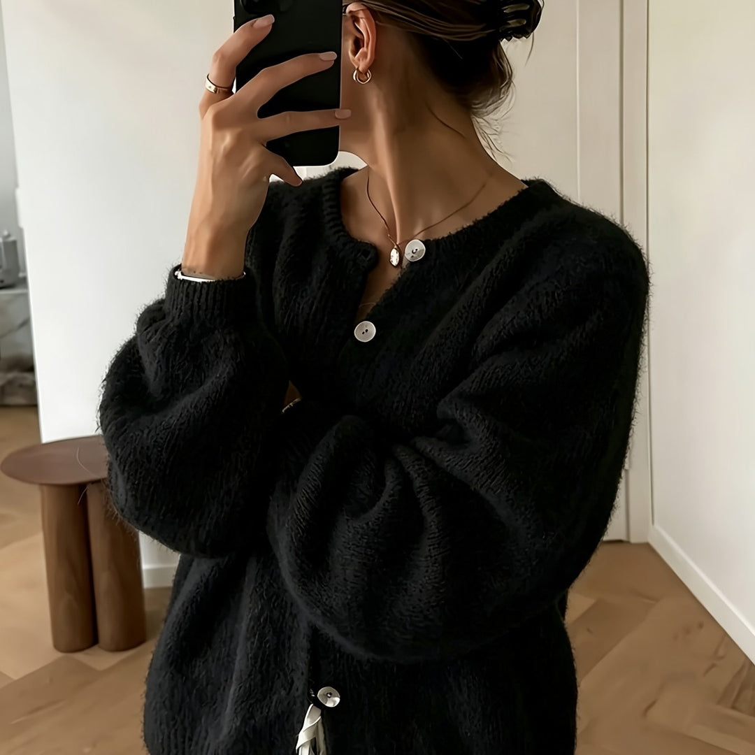 Emily | Women's Knit Crew Neck Long Sleeve Casual Cardigan