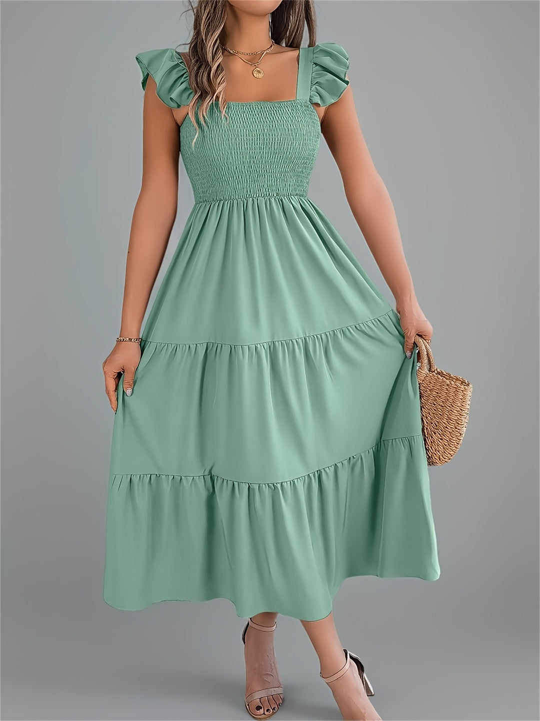 Iris | Women's Wedding Guest Tiered Midi Dress