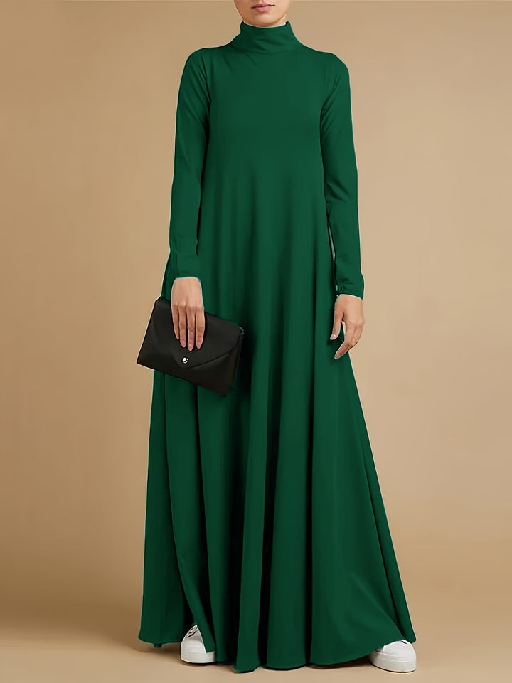 Nancy | Women's Knit High Neck Long Sleeve Casual Maxi Dress