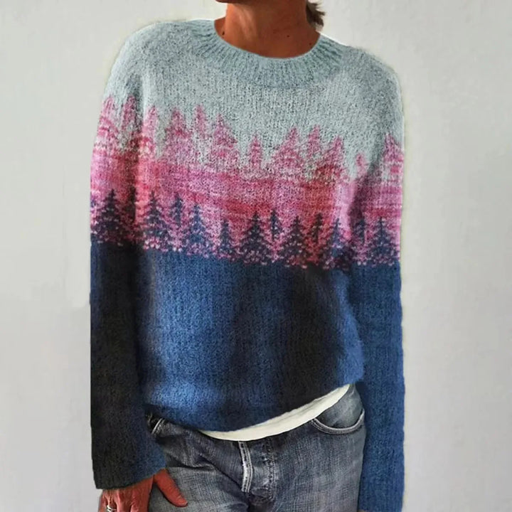 Raelyn | Women's Fair Isle Boat Neck Long Sleeve Knit Sweater