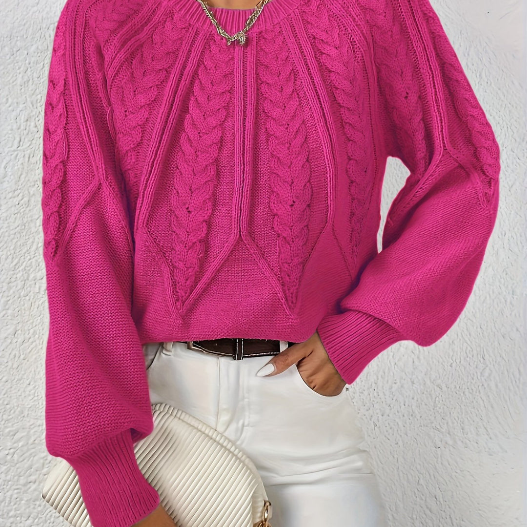 Anselma | Women Raglan Cable Knit Pullover