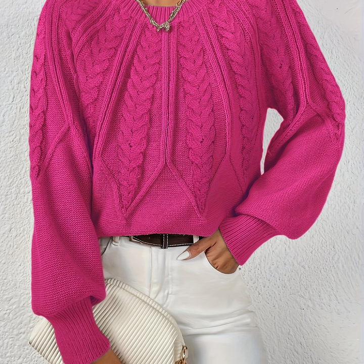 Anselma | Women Raglan Cable Knit Pullover
