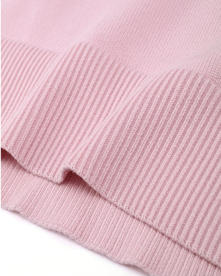 Nell | Women's Pink Crew Neck Long Sleeve Casual Knit Sweater