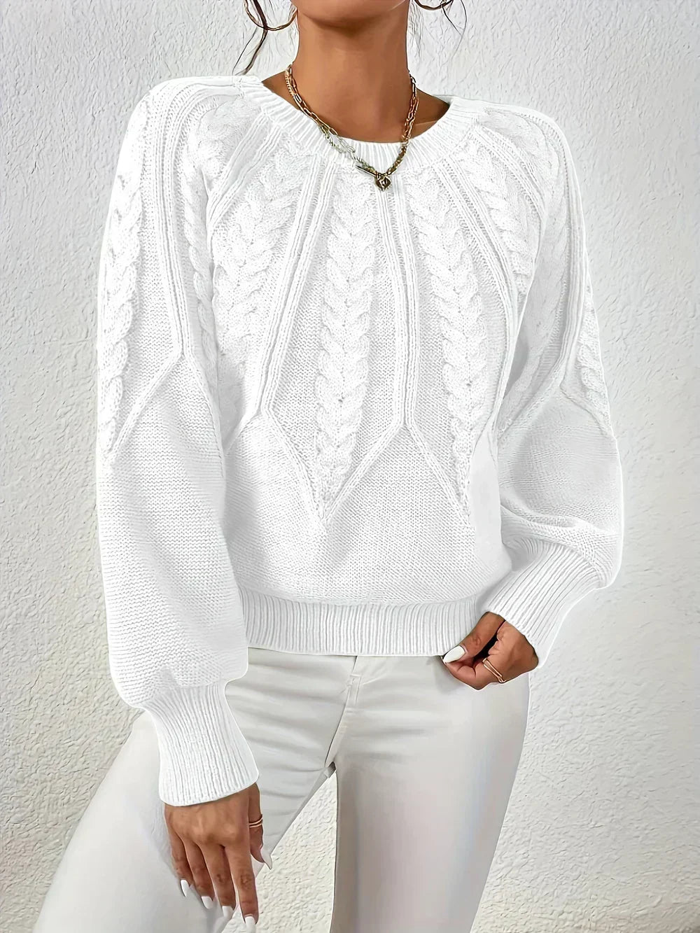 Alannah | Women Crew Cable Knit Sweater