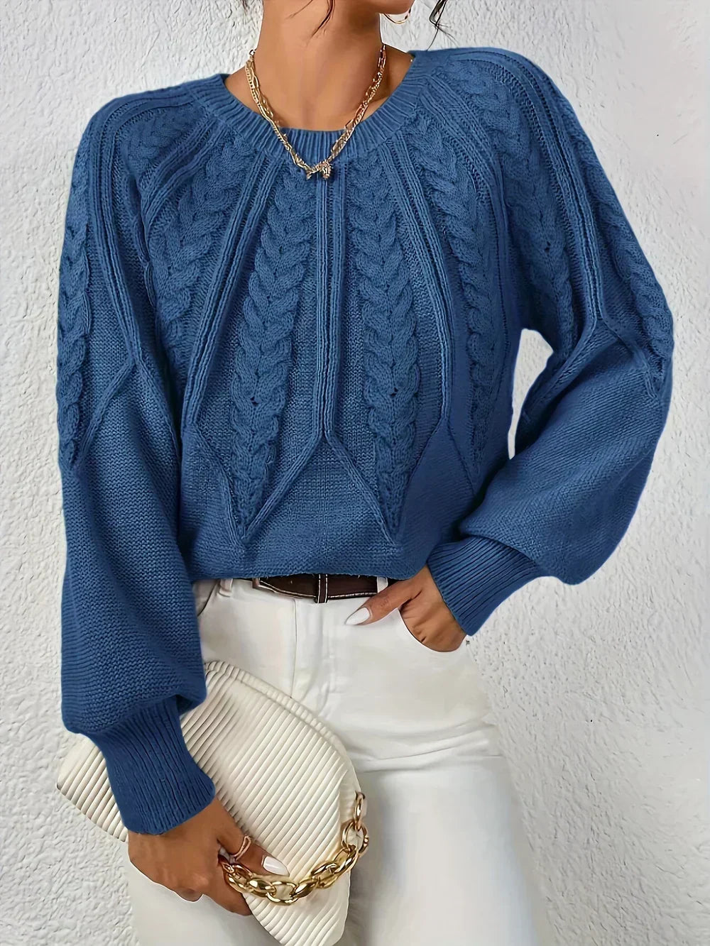 Alannah | Women Crew Cable Knit Sweater