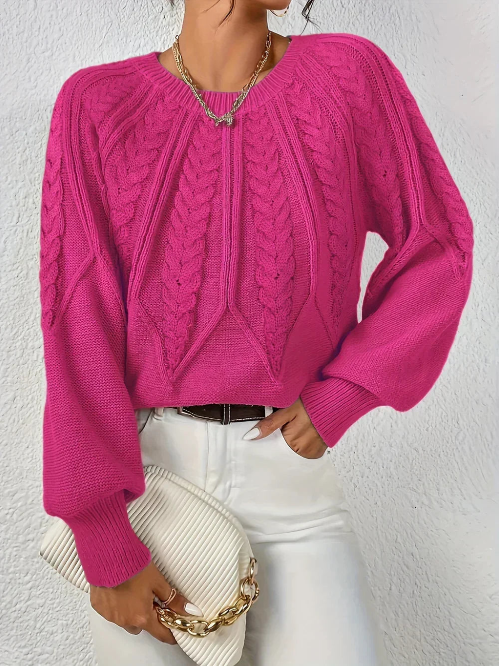 Alannah | Women Crew Cable Knit Sweater