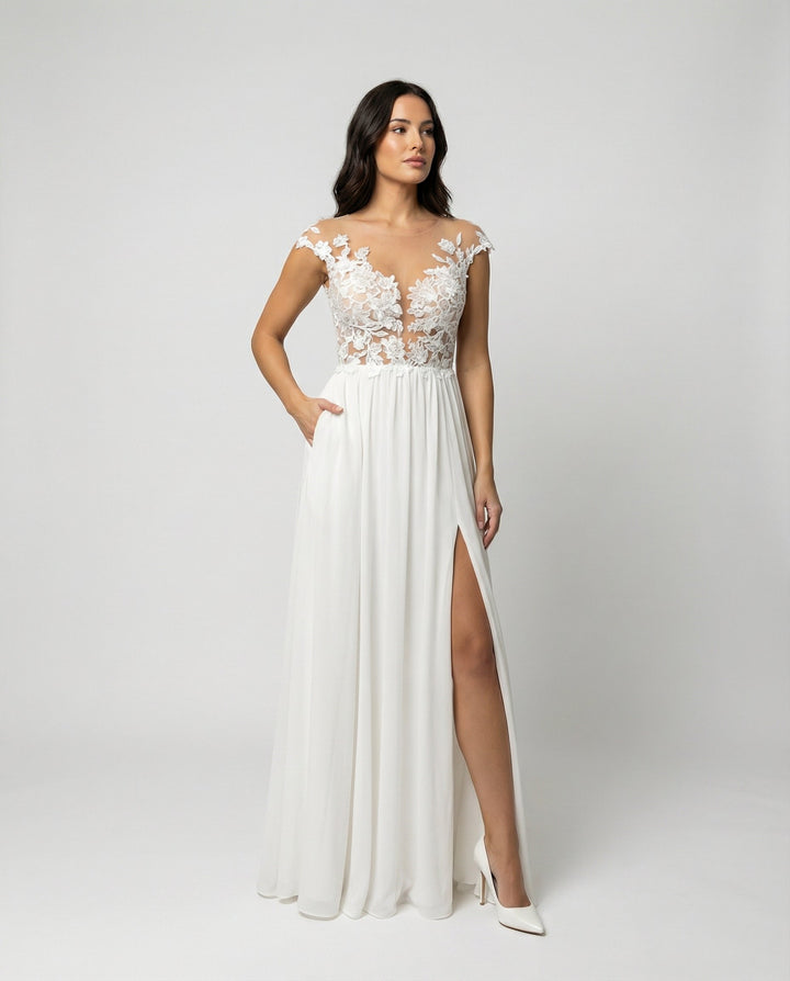 Elegant White Floral Lace Mother of the Bride Dress for Women with Formal Style