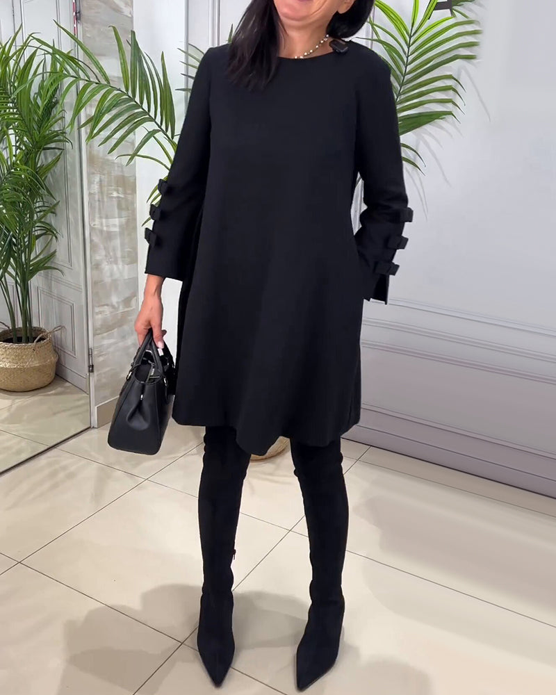 Hebe | Women Bow Cuff Long Sleeve Dress