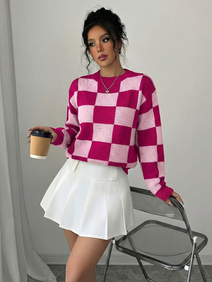 Barbara | Women's Color Block Crew Neck Casual Knit Sweater