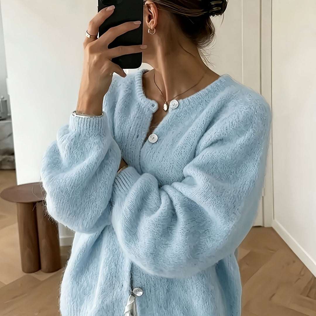 Emily | Women's Knit Crew Neck Long Sleeve Casual Cardigan