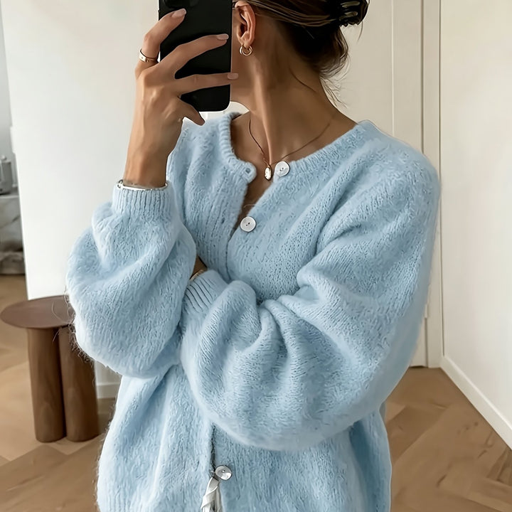 Emily | Women's Knit Crew Neck Long Sleeve Casual Cardigan