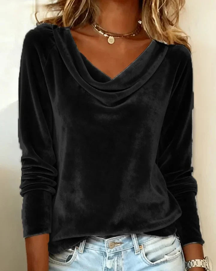 Nimue | Women Velvet Cowl Neck Blouse