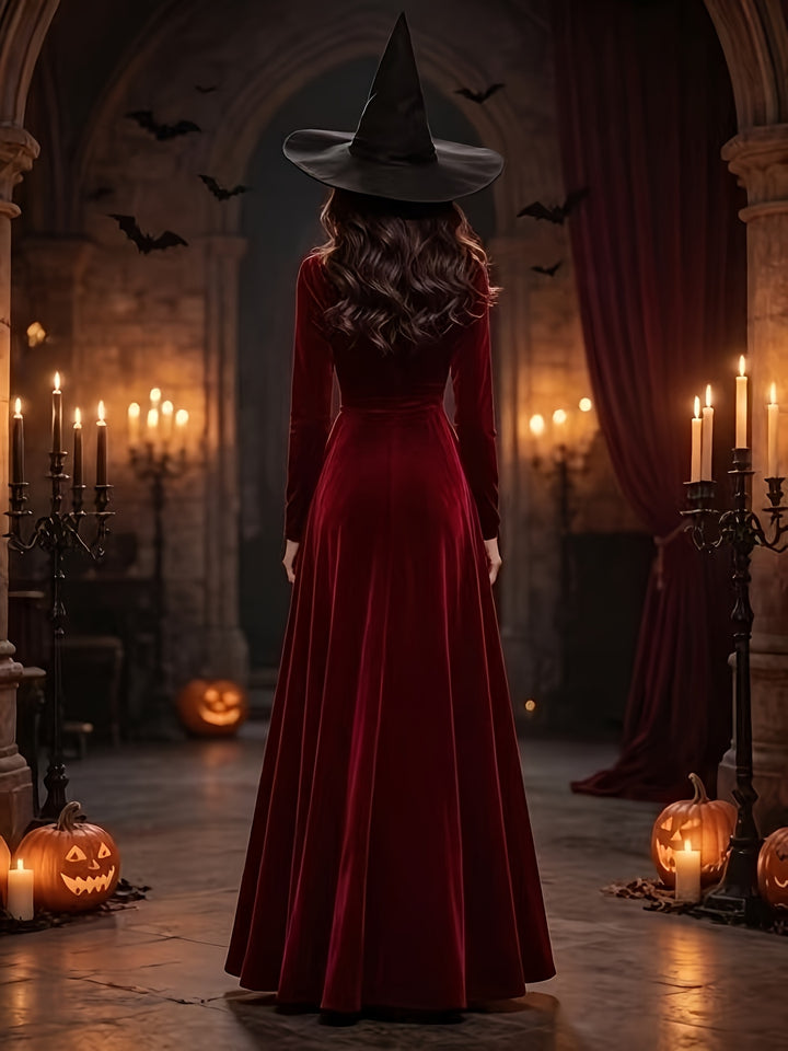 Paisley | Women's Black Plus Size Halloween Velvet Witch Maxi Dress