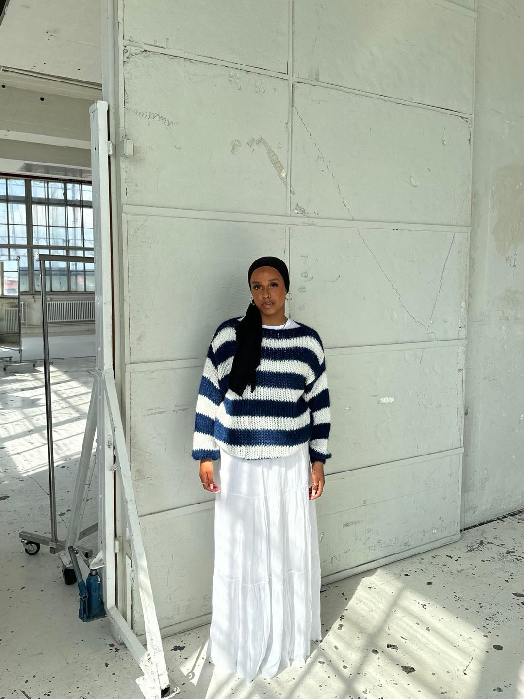 Cecily | Women's Striped Chunky Knit Sweater Crew Neck