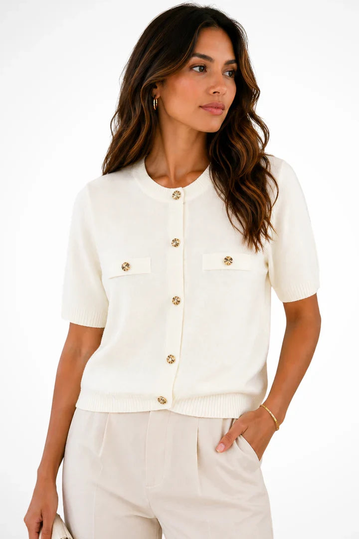 Casilda | Women Short Sleeve Cardigan Sweater